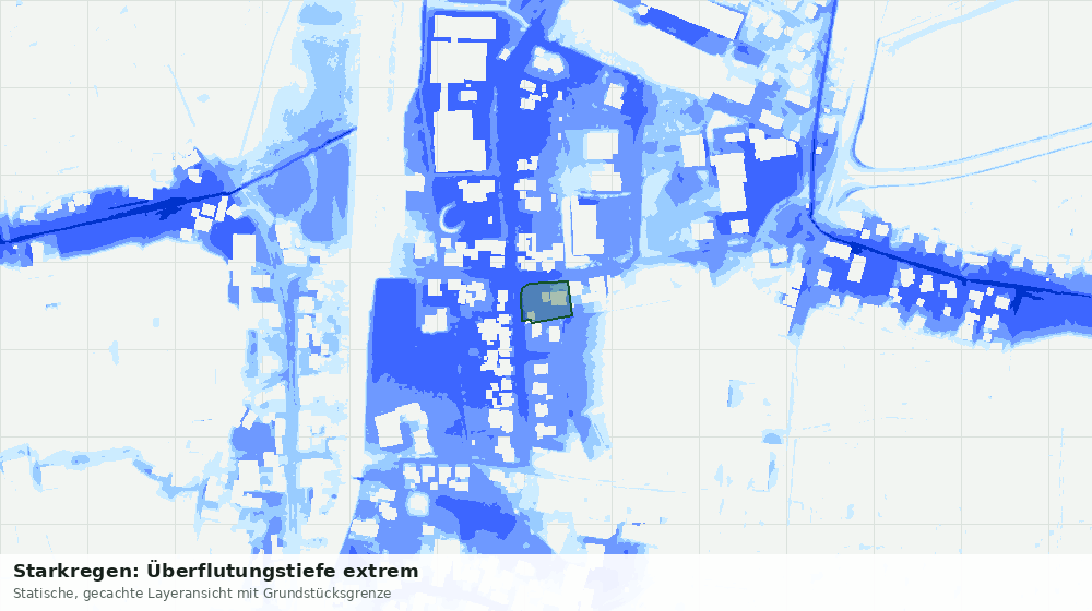 Statische Kartenansicht: Starkregen: Überflutungstiefe extrem