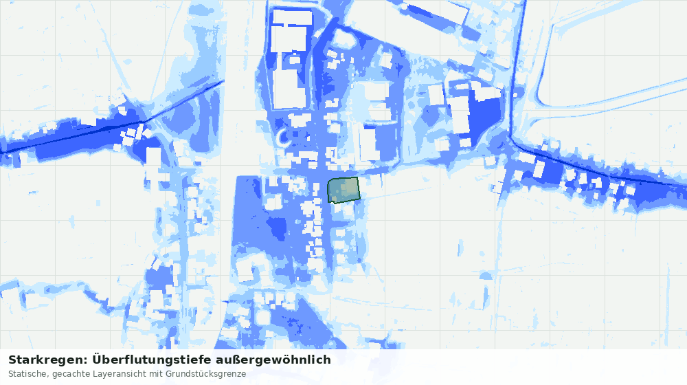 Statische Kartenansicht: Starkregen: Überflutungstiefe außergewöhnlich