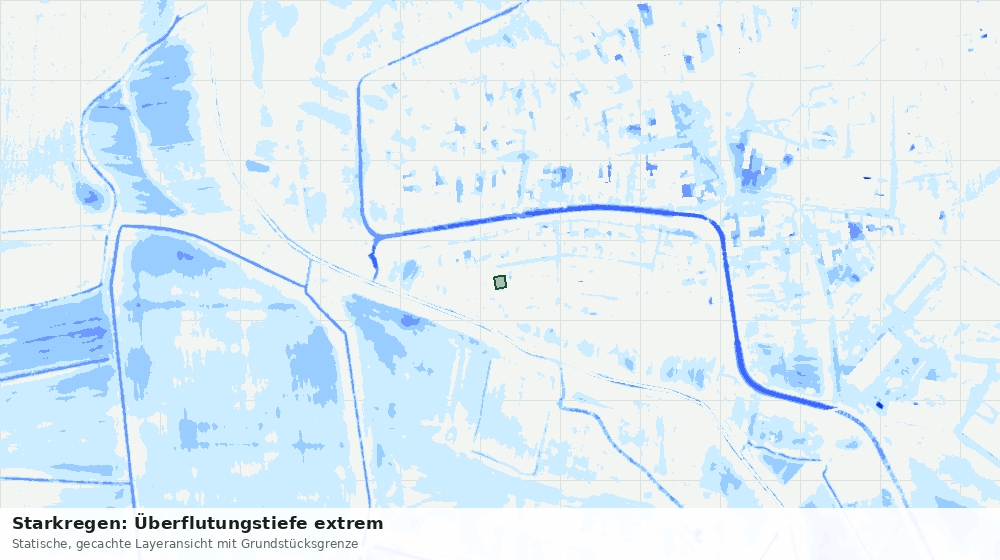 Statische Kartenansicht: Starkregen: Überflutungstiefe extrem