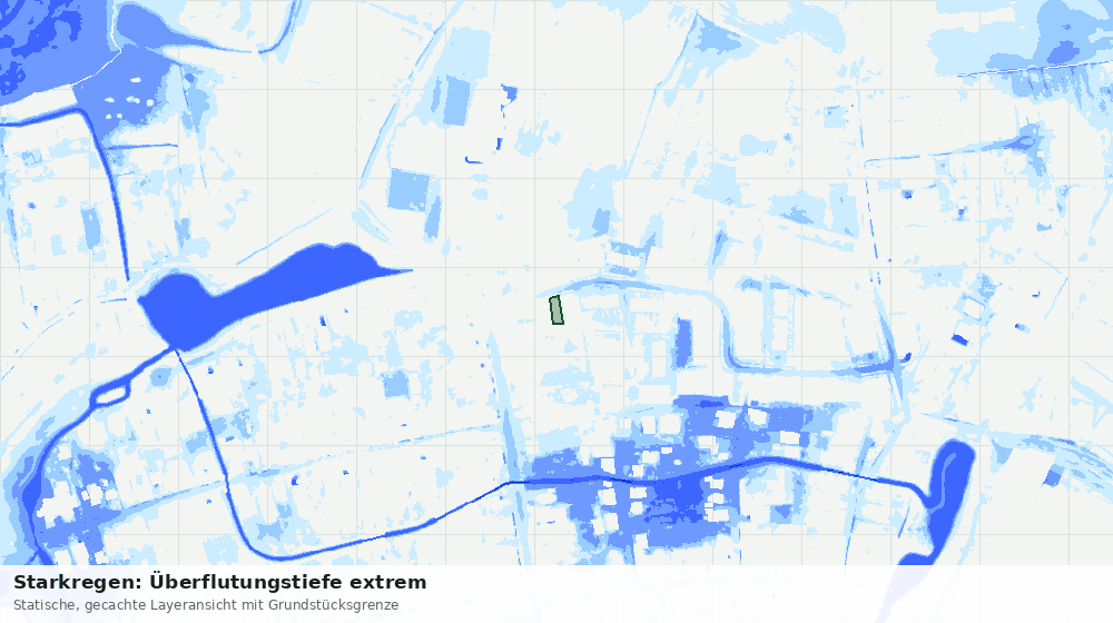 Statische Kartenansicht: Starkregen: Überflutungstiefe extrem