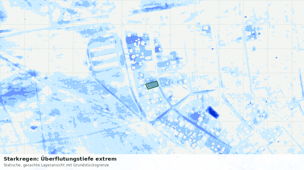 Statische Kartenansicht: Starkregen: Überflutungstiefe extrem
