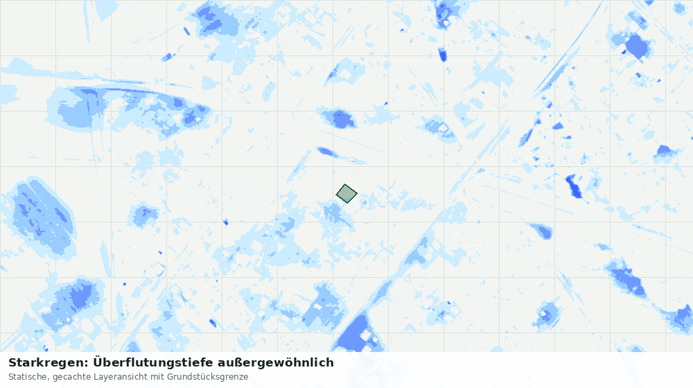 Statische Kartenansicht: Starkregen: Überflutungstiefe außergewöhnlich