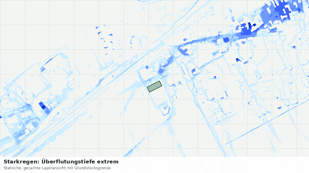 Statische Kartenansicht: Starkregen: Überflutungstiefe extrem
