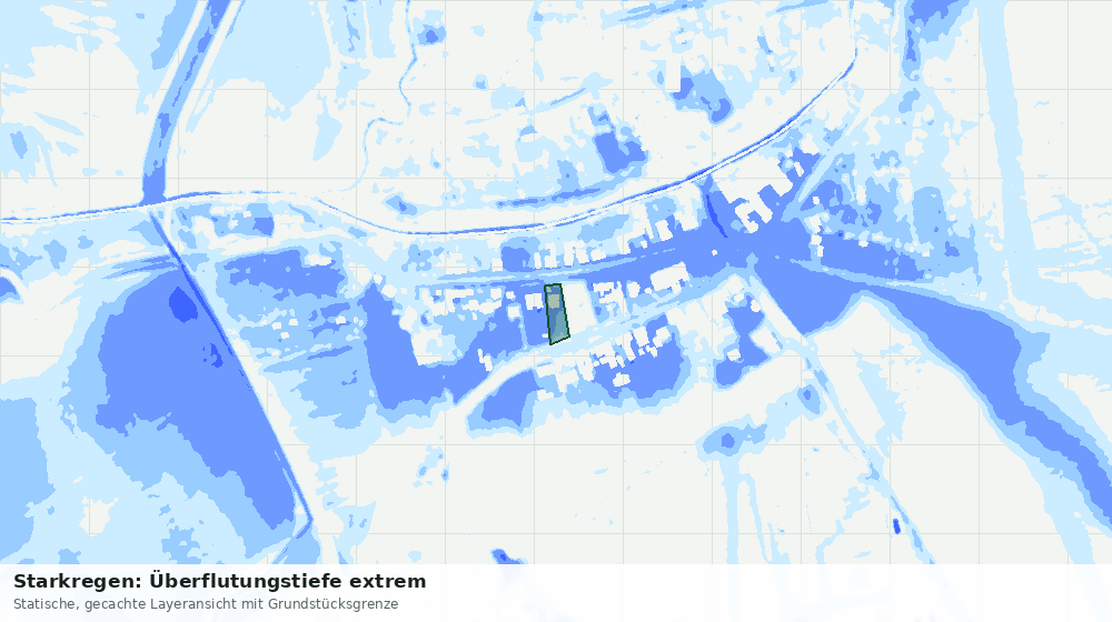 Statische Kartenansicht: Starkregen: Überflutungstiefe extrem