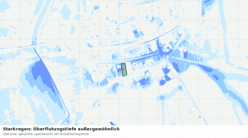 Statische Kartenansicht: Starkregen: Überflutungstiefe außergewöhnlich