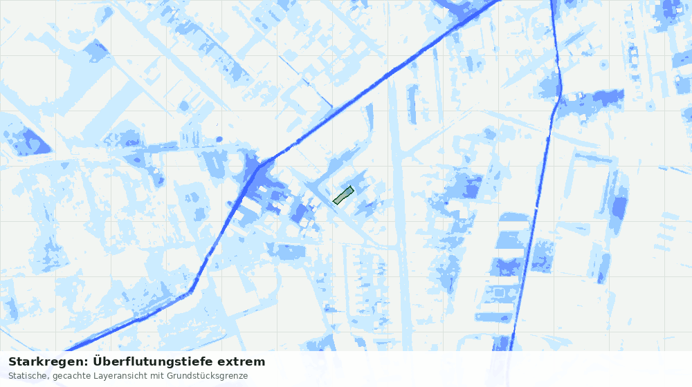 Statische Kartenansicht: Starkregen: Überflutungstiefe extrem