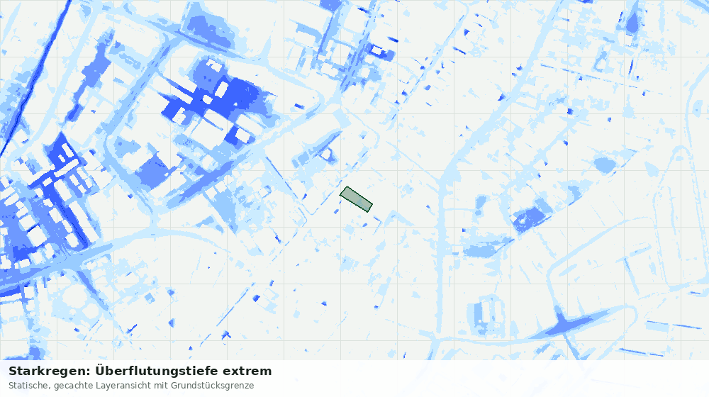 Statische Kartenansicht: Starkregen: Überflutungstiefe extrem