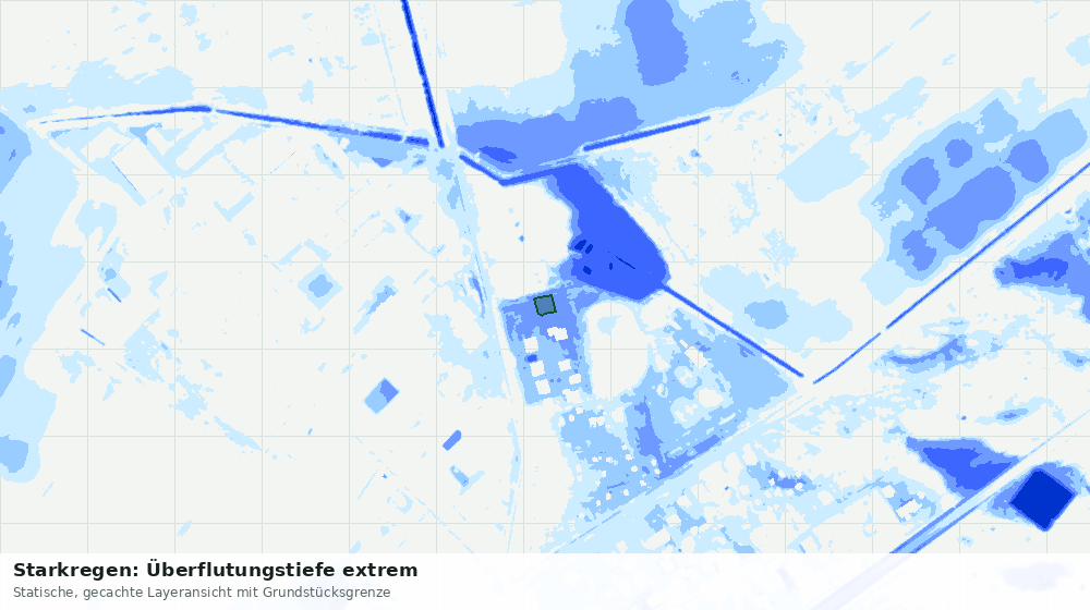 Statische Kartenansicht: Starkregen: Überflutungstiefe extrem