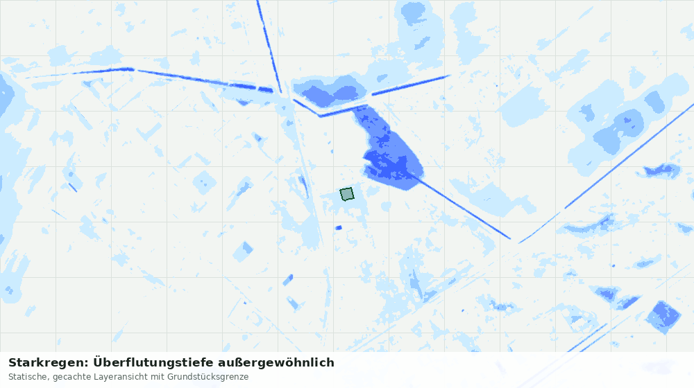 Statische Kartenansicht: Starkregen: Überflutungstiefe außergewöhnlich