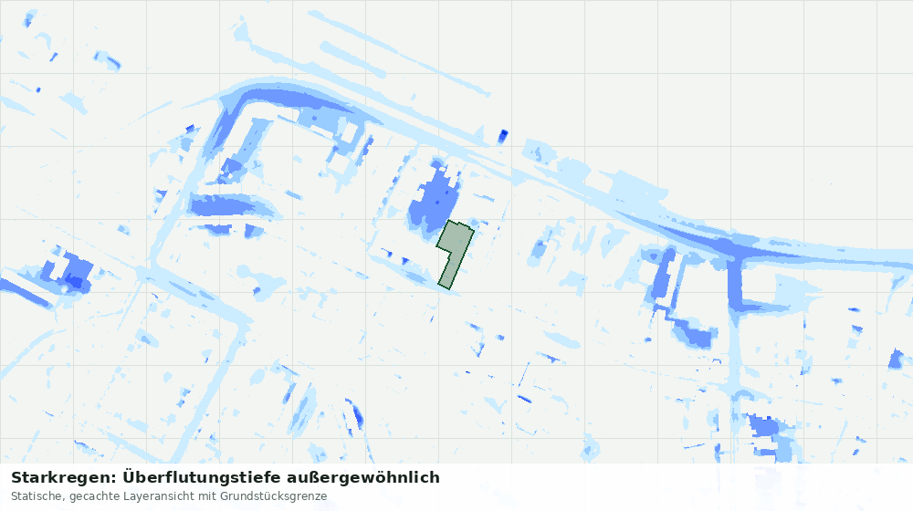 Statische Kartenansicht: Starkregen: Überflutungstiefe außergewöhnlich
