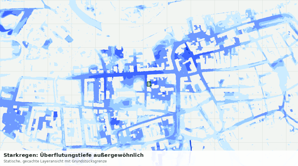Statische Kartenansicht: Starkregen: Überflutungstiefe außergewöhnlich