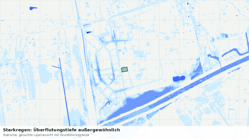 Statische Kartenansicht: Starkregen: Überflutungstiefe außergewöhnlich