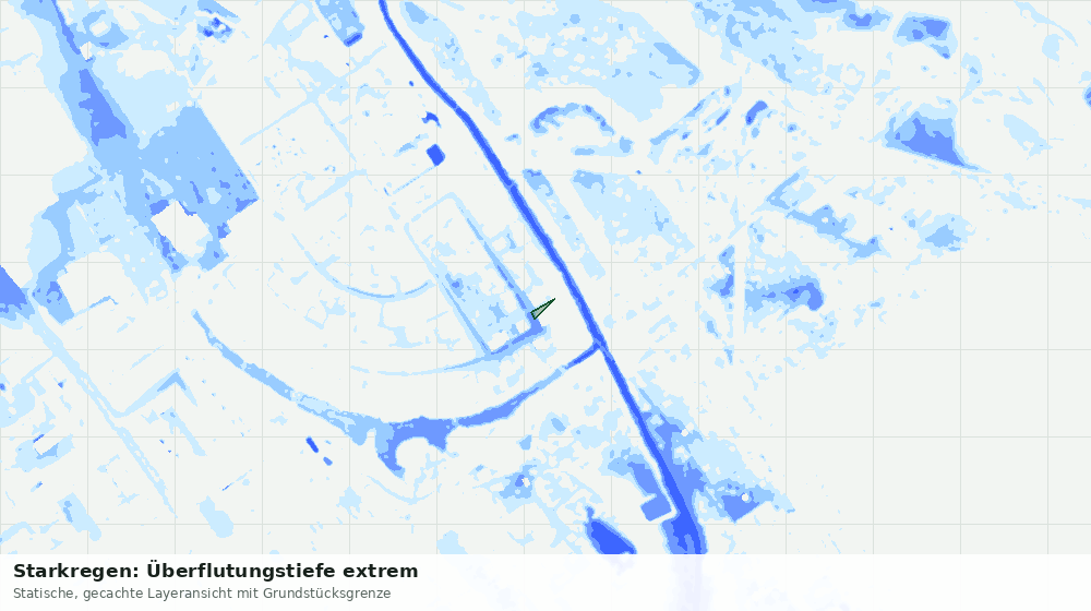 Statische Kartenansicht: Starkregen: Überflutungstiefe extrem