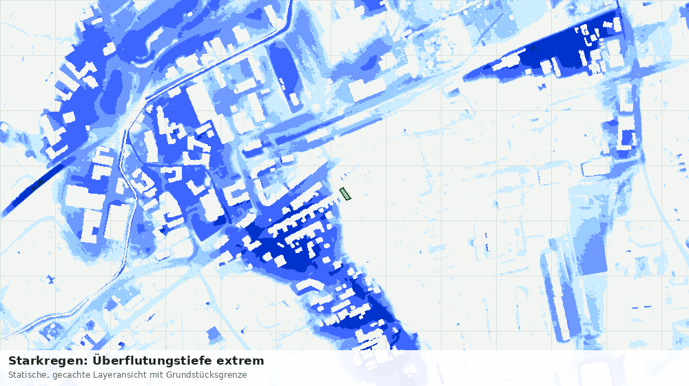 Statische Kartenansicht: Starkregen: Überflutungstiefe extrem