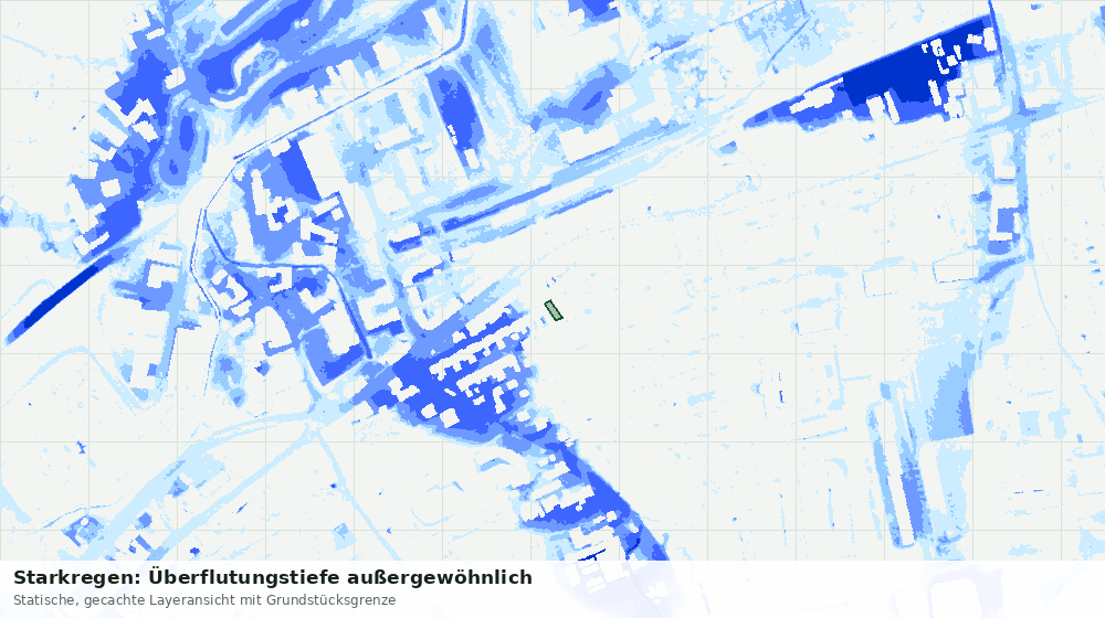 Statische Kartenansicht: Starkregen: Überflutungstiefe außergewöhnlich