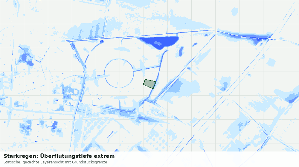 Statische Kartenansicht: Starkregen: Überflutungstiefe extrem