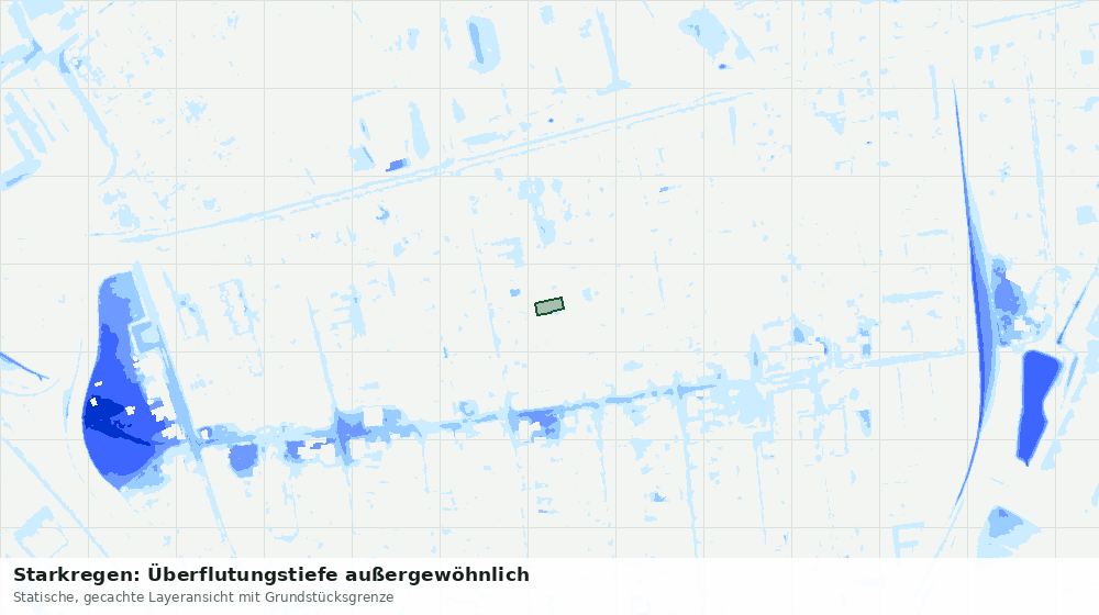 Statische Kartenansicht: Starkregen: Überflutungstiefe außergewöhnlich