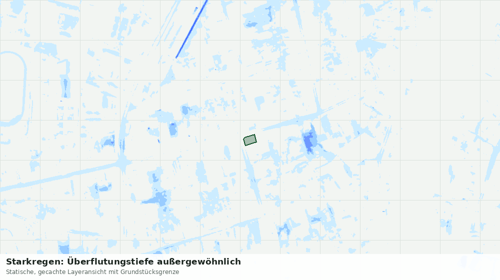 Statische Kartenansicht: Starkregen: Überflutungstiefe außergewöhnlich