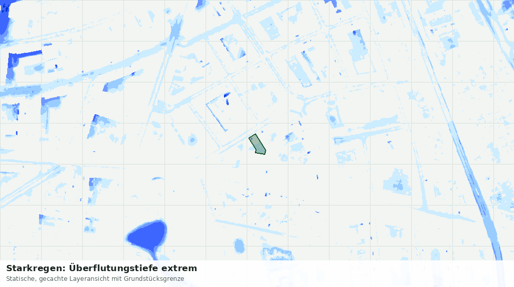 Statische Kartenansicht: Starkregen: Überflutungstiefe extrem