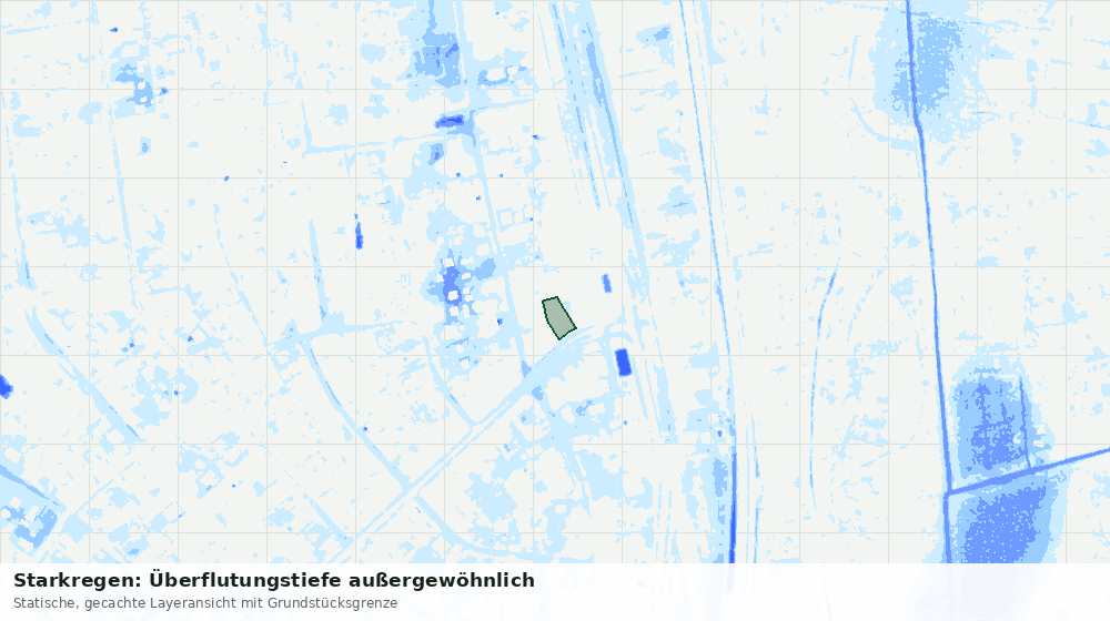 Statische Kartenansicht: Starkregen: Überflutungstiefe außergewöhnlich