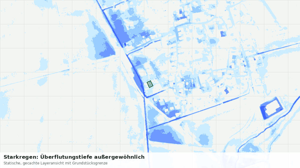 Statische Kartenansicht: Starkregen: Überflutungstiefe außergewöhnlich