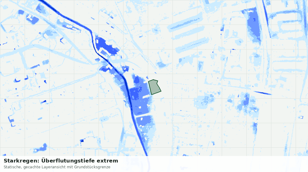 Statische Kartenansicht: Starkregen: Überflutungstiefe extrem
