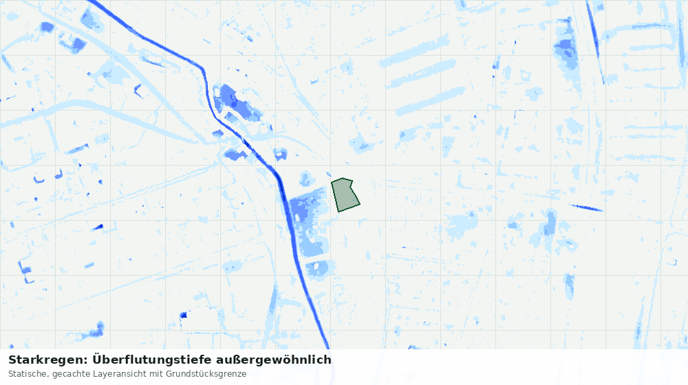 Statische Kartenansicht: Starkregen: Überflutungstiefe außergewöhnlich