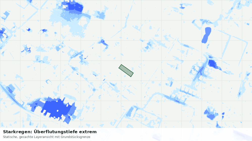Statische Kartenansicht: Starkregen: Überflutungstiefe extrem