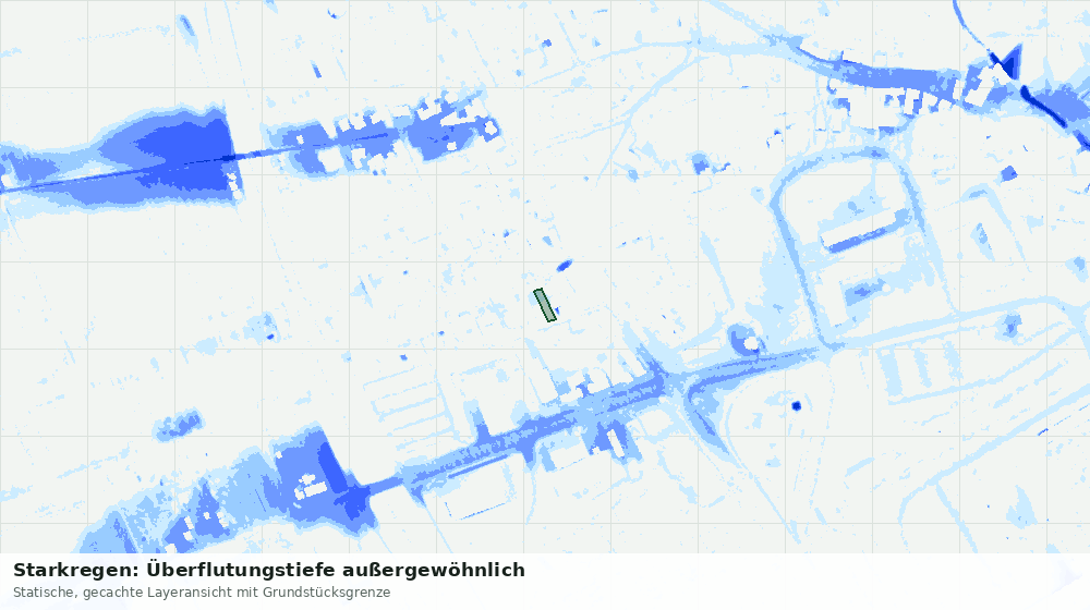 Statische Kartenansicht: Starkregen: Überflutungstiefe außergewöhnlich