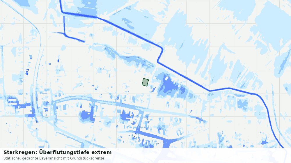 Statische Kartenansicht: Starkregen: Überflutungstiefe extrem