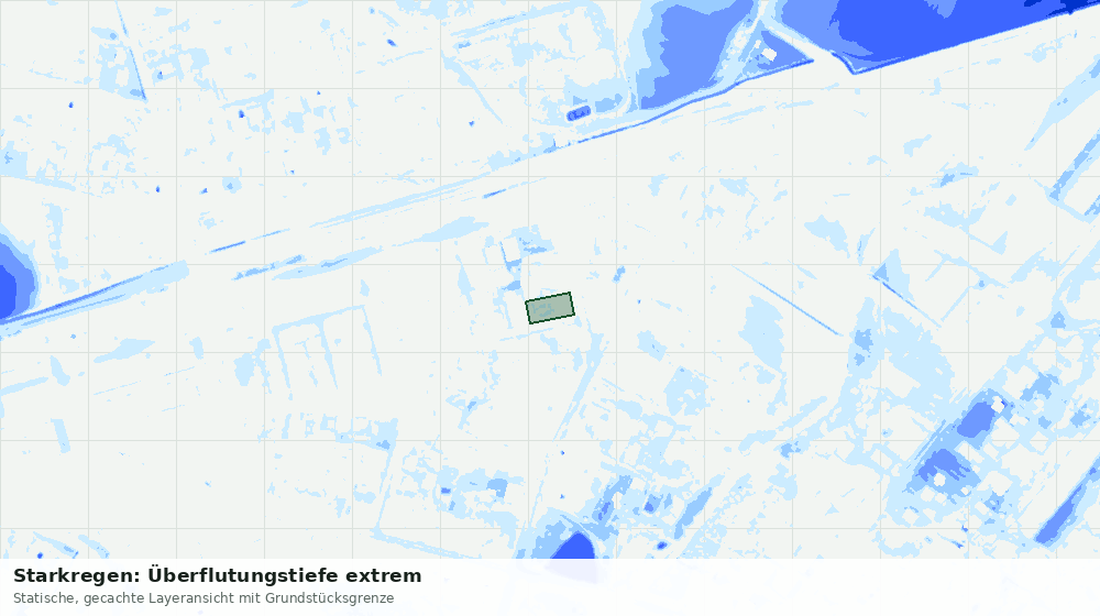 Statische Kartenansicht: Starkregen: Überflutungstiefe extrem
