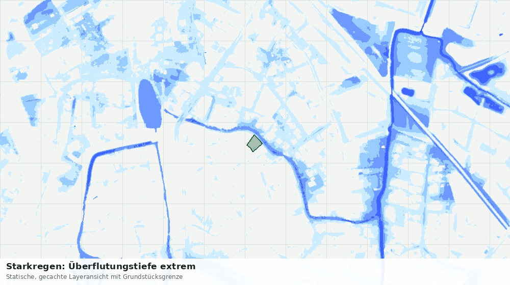 Statische Kartenansicht: Starkregen: Überflutungstiefe extrem
