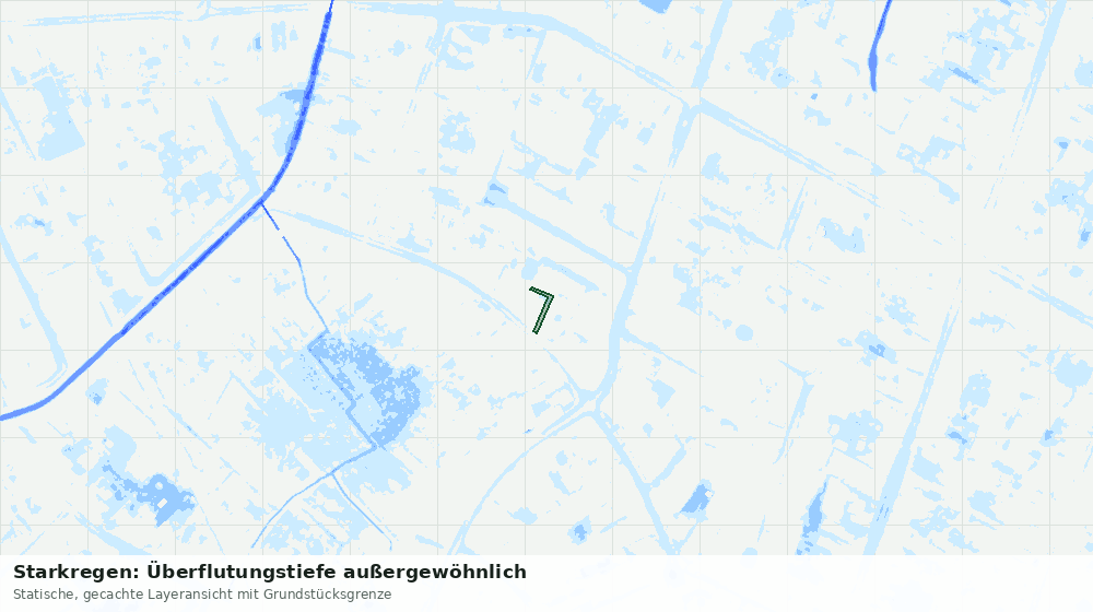 Statische Kartenansicht: Starkregen: Überflutungstiefe außergewöhnlich