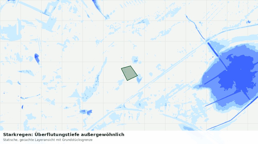 Statische Kartenansicht: Starkregen: Überflutungstiefe außergewöhnlich
