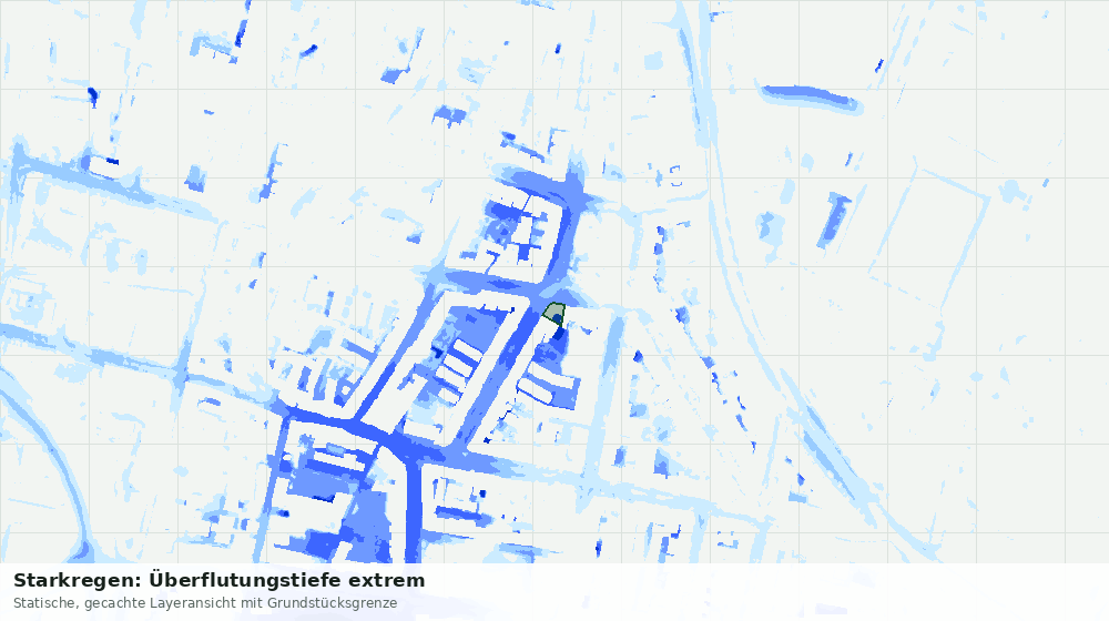 Statische Kartenansicht: Starkregen: Überflutungstiefe extrem