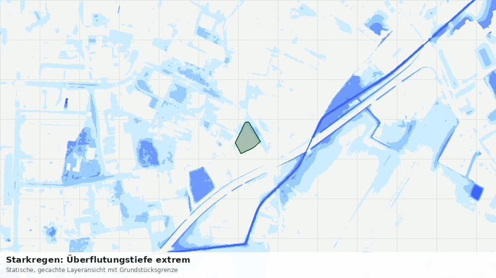 Statische Kartenansicht: Starkregen: Überflutungstiefe extrem
