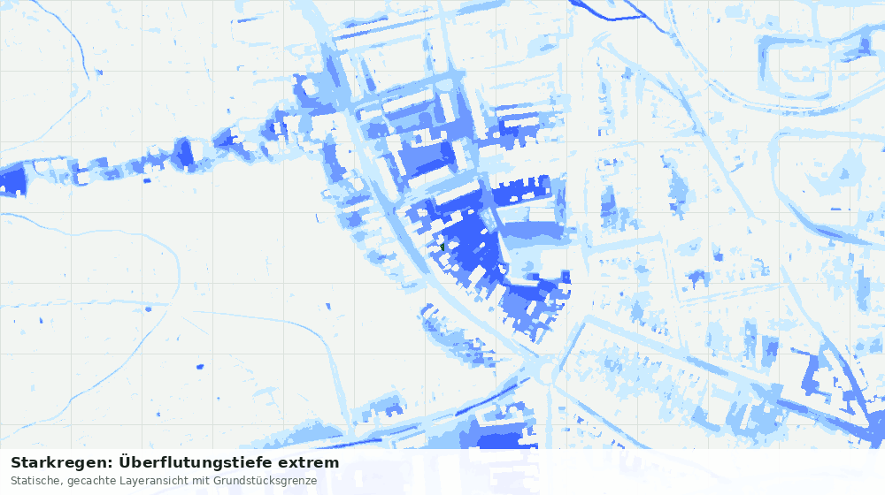 Statische Kartenansicht: Starkregen: Überflutungstiefe extrem
