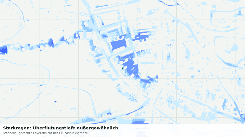 Statische Kartenansicht: Starkregen: Überflutungstiefe außergewöhnlich