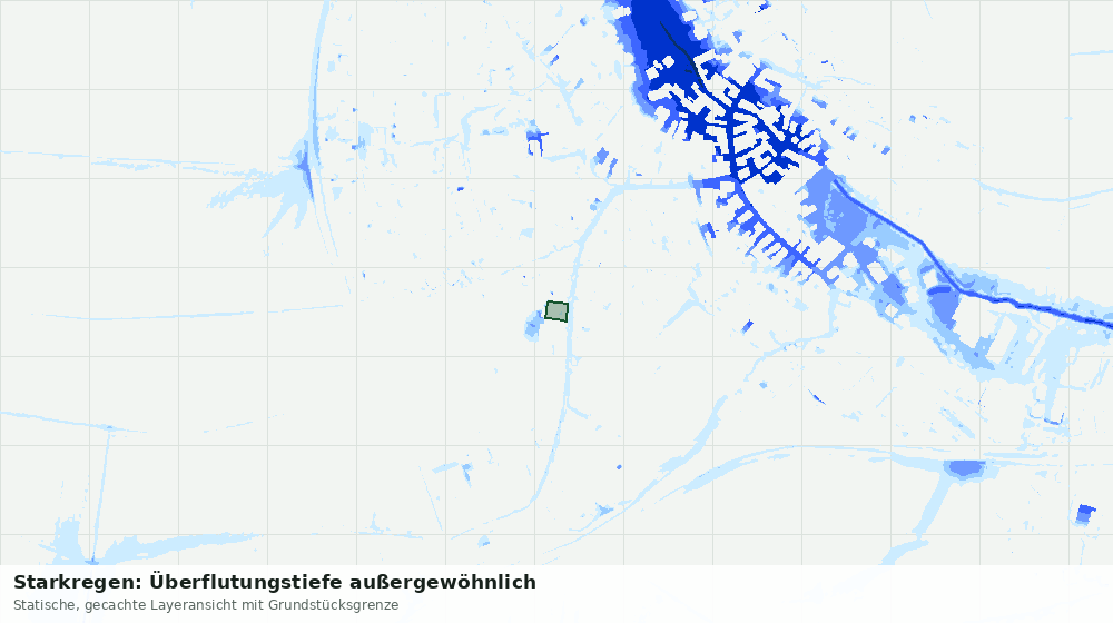 Statische Kartenansicht: Starkregen: Überflutungstiefe außergewöhnlich