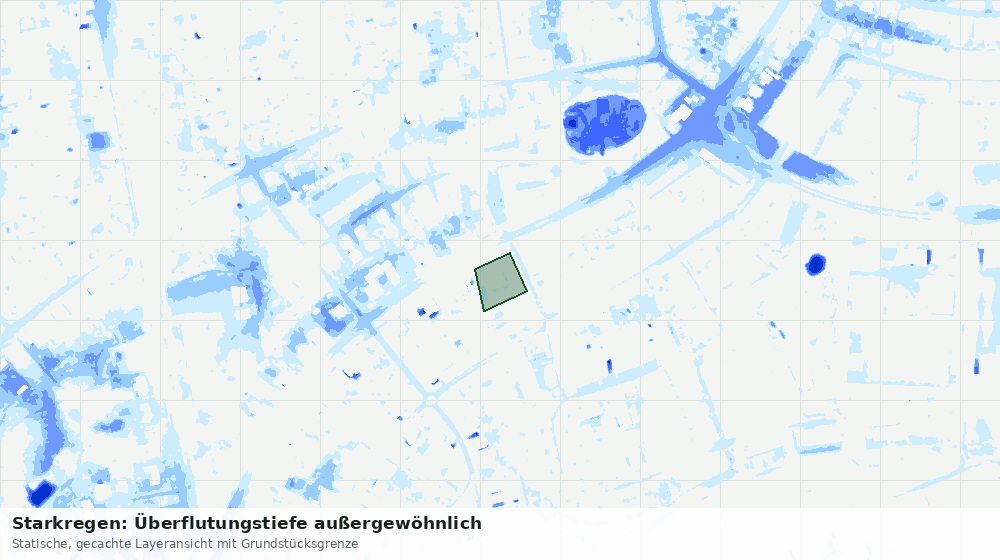 Statische Kartenansicht: Starkregen: Überflutungstiefe außergewöhnlich