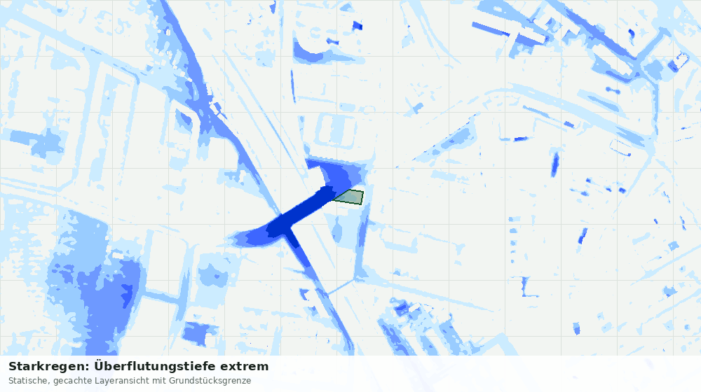 Statische Kartenansicht: Starkregen: Überflutungstiefe extrem