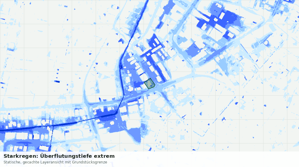 Statische Kartenansicht: Starkregen: Überflutungstiefe extrem
