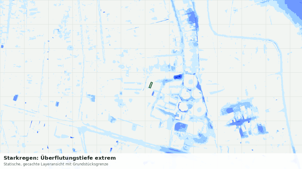 Statische Kartenansicht: Starkregen: Überflutungstiefe extrem