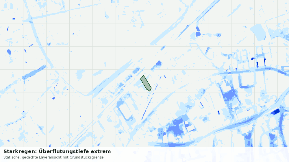 Statische Kartenansicht: Starkregen: Überflutungstiefe extrem