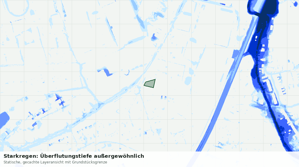 Statische Kartenansicht: Starkregen: Überflutungstiefe außergewöhnlich
