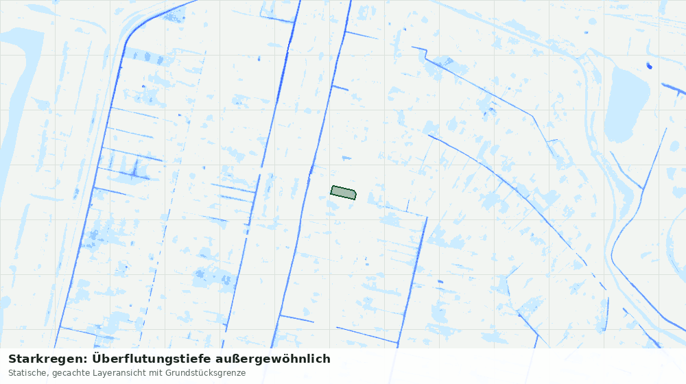 Statische Kartenansicht: Starkregen: Überflutungstiefe außergewöhnlich