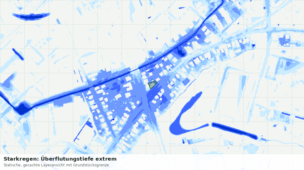 Statische Kartenansicht: Starkregen: Überflutungstiefe extrem