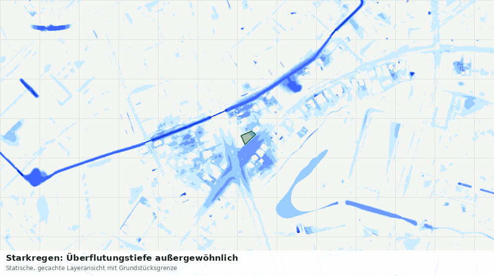 Statische Kartenansicht: Starkregen: Überflutungstiefe außergewöhnlich