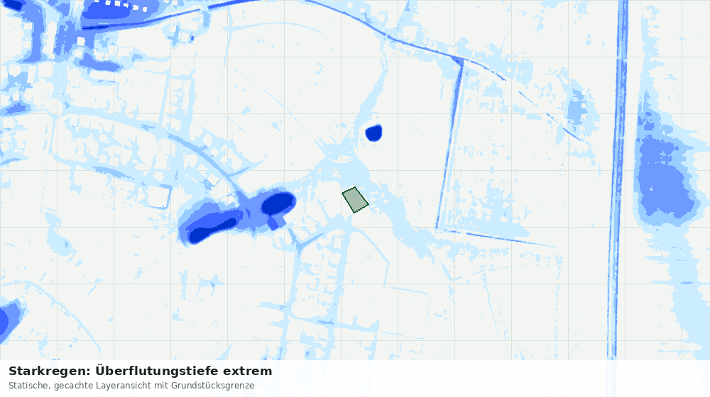 Statische Kartenansicht: Starkregen: Überflutungstiefe extrem