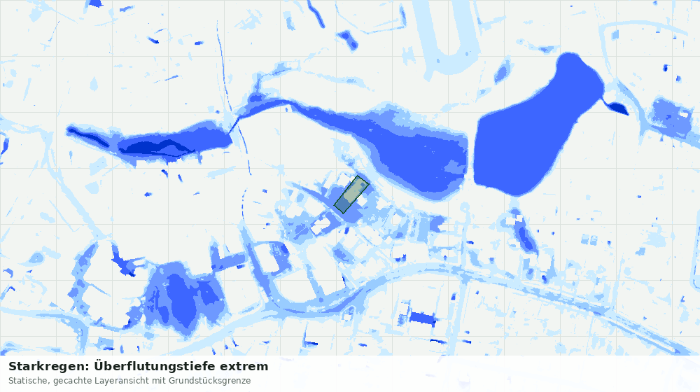 Statische Kartenansicht: Starkregen: Überflutungstiefe extrem
